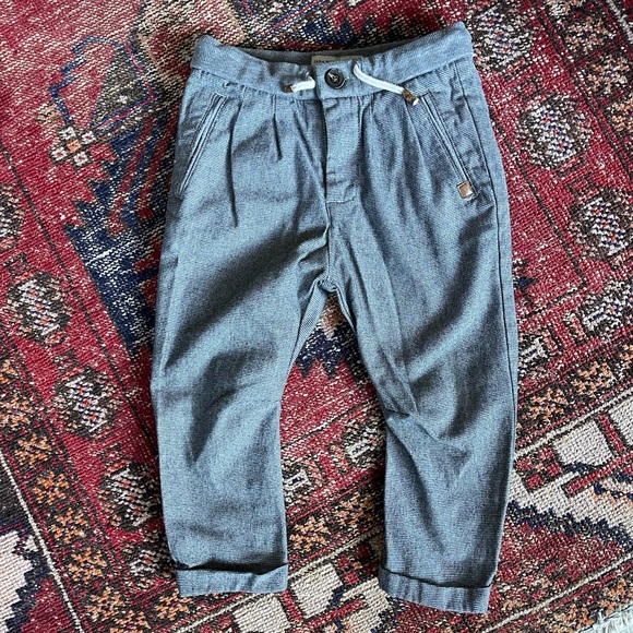 3/4 ZARA KIDS Boys pleated front twill jogger pants - Picture 1 of 5